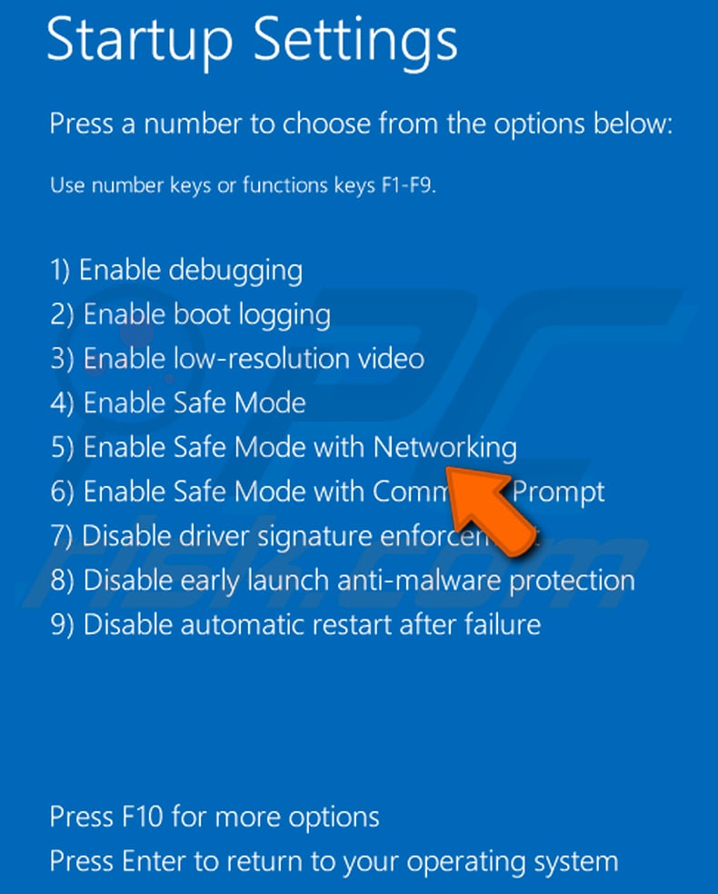 Executar o Windows 10 no modo de segurança com rede