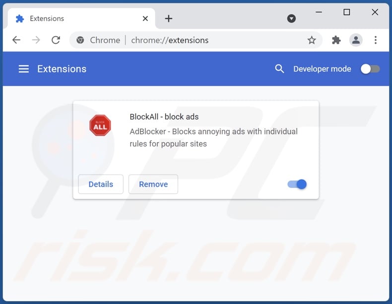 Remoção dos anúncios BlockAll - block do Google Chrome passo 2