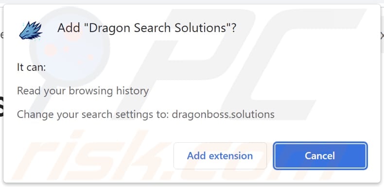 Sequestrador de navegador Dragon Search Solutions a pedir permissões