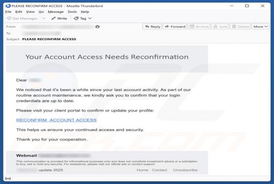 Your Account Access Needs Reconfirmation Email Fraude