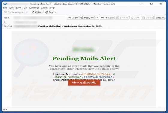 Pending Mails Alert Fraude