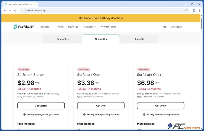 Surfshark VPN preço anual