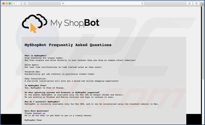 FAQ do website MyShopBot