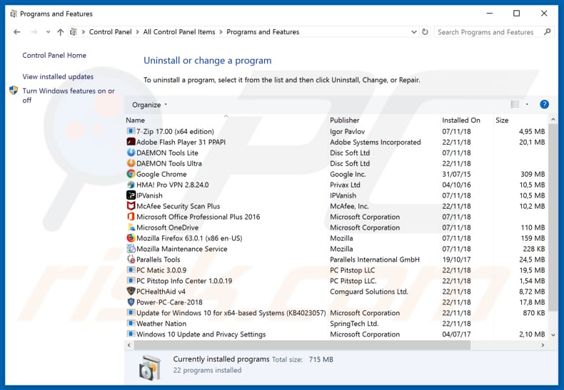 desinstalar o adware clipconverter.cc via painel de controlo