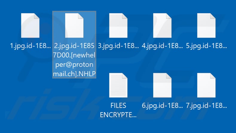 Ficheiros encriptados pelo ransomware NHLP (extensão .NHLP)