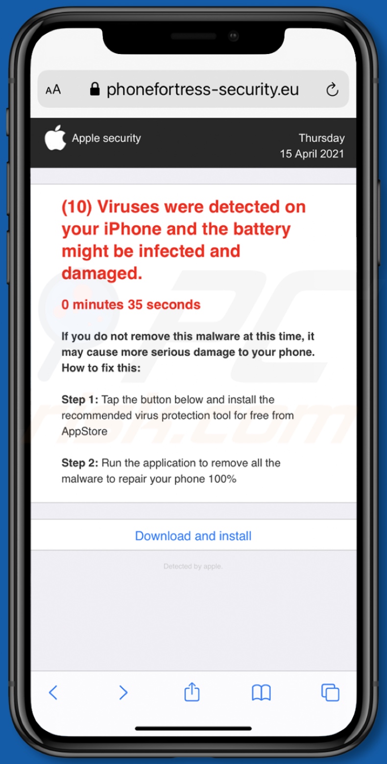 (10) Viruses were detected on your iPhone fraude