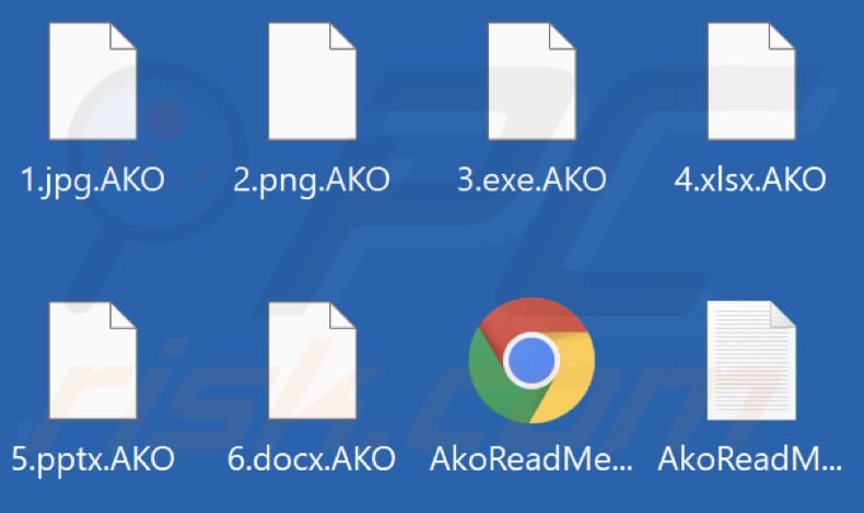 Ficheiros encriptados pelo ransomware AKO (extensão .AKO)