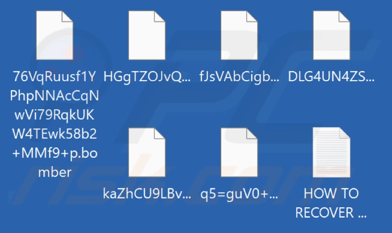 Ficheiros encriptados pelo ransomware Bomber (extensão .bomber)