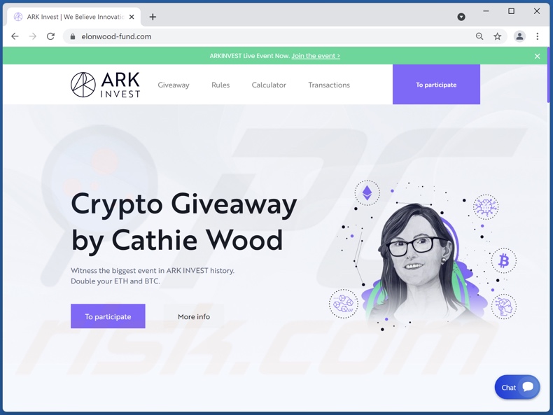 ARK Invest Crypto Giveaway fraude