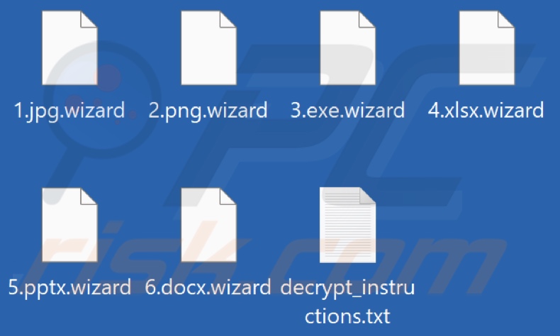 Ficheiros encriptados pelo ransomware Wizard (extensão .wizard)