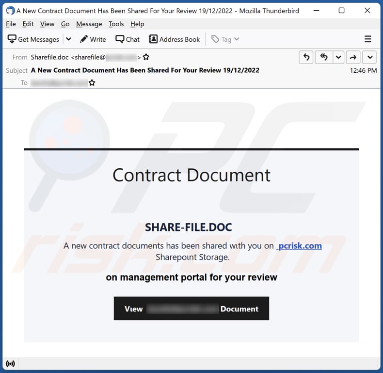 Contract Document email fraude