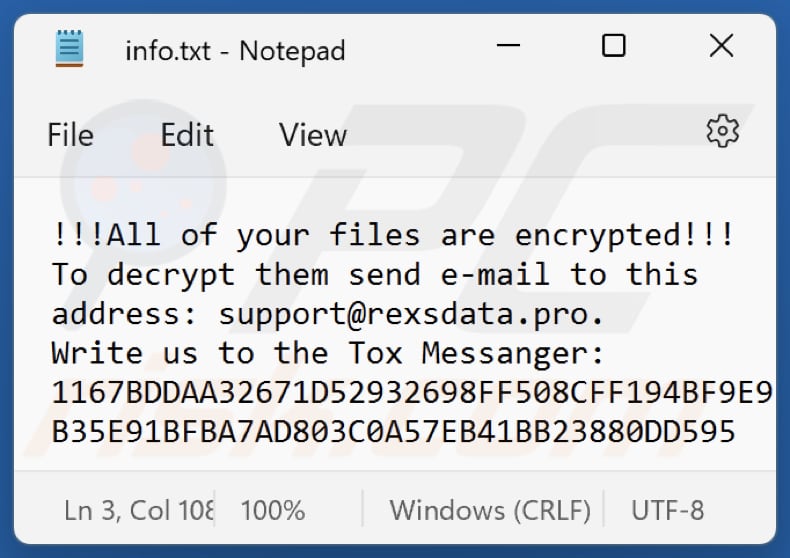 Ficheiro de texto do ransomware 8base (info.txt)