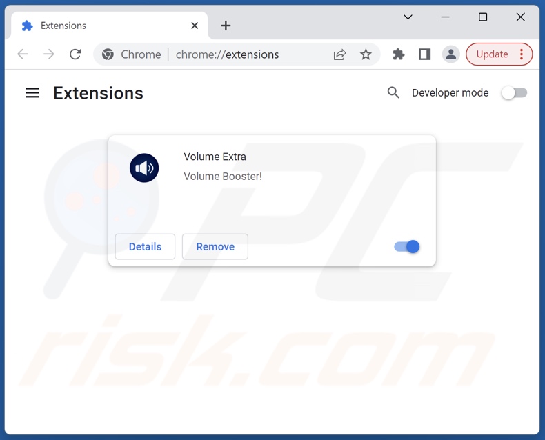 Remoção das extensões do Google Chrome relacionadas com masterofvolume.com