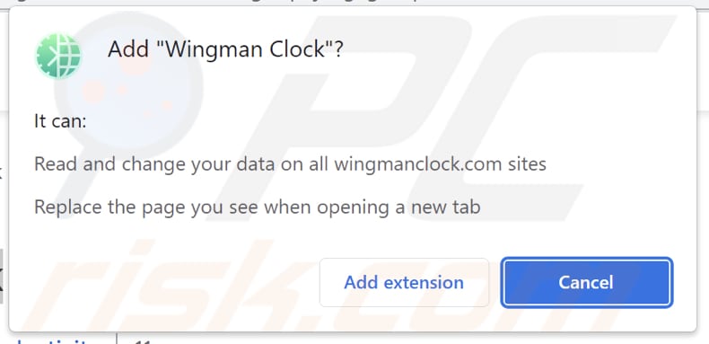 Wingman Clock Sequestrador de navegador a pedir permissões