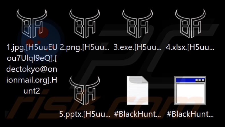 Ficheiros encriptados pelo ransomware Black Hunt 2.0 (extensão .Hunt2)