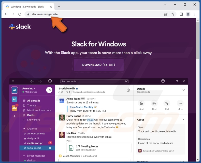 Malware CustomerLoader promovido em falso site de descarregamento de software Slack