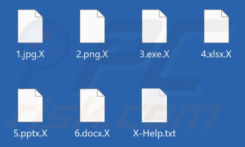 Ficheiros encriptados pelo ransomware X (extensão .X)