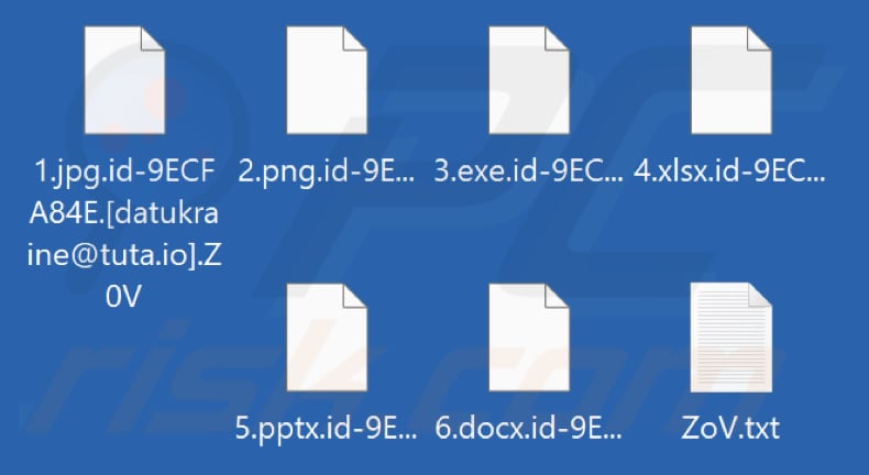 Ficheiros encriptados pelo ransomware ZOV (extensão .Z0V)