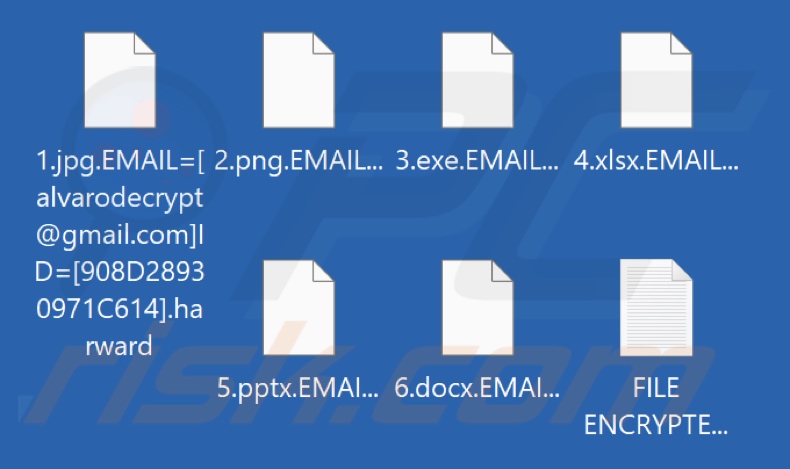 Ficheiros encriptados pelo ransomware Harward (extensão .harward)
