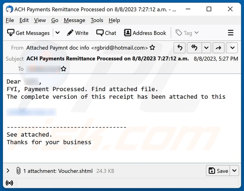 Payment Processed email fraude (2023-08-11)