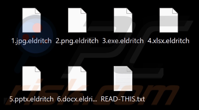 Ficheiros encriptados pelo ransomware Eldritch (extensão .eldritch)