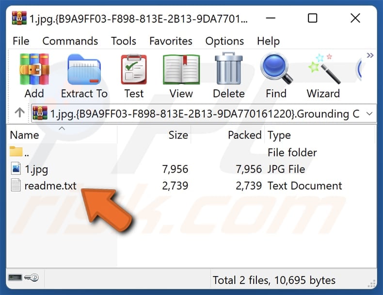 Nota de resgate zipada do ransomware Grounding Conductor