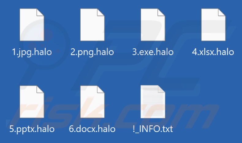 Ficheiros encriptados pelo ransomware Halo (extensão .halo)