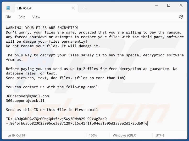 Halo ransomware nota de resgate (!_INFO.txt)