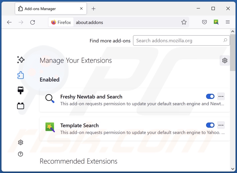 Remoção das extensões do Mozilla Firefox relacionadas com o bangsearch.pro