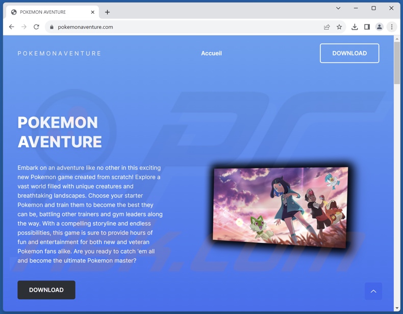 Falso site Pokemon a distribuir o malware Epsilon