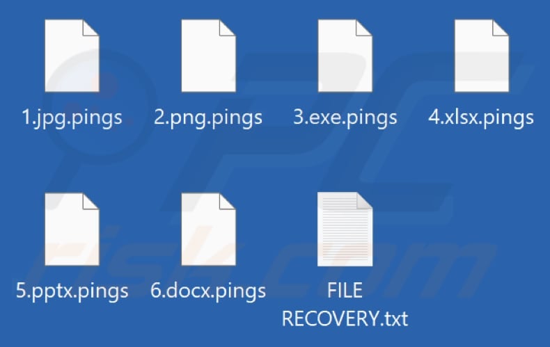 Ficheiros encriptados pelo ransomware Pings (extensão .pings)