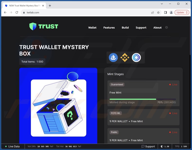 Trust Wallet Mystery Box fraude