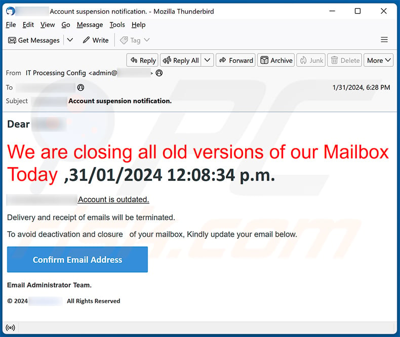 We Are Closing All Old Versions Of Email fraude (2024-02-01)