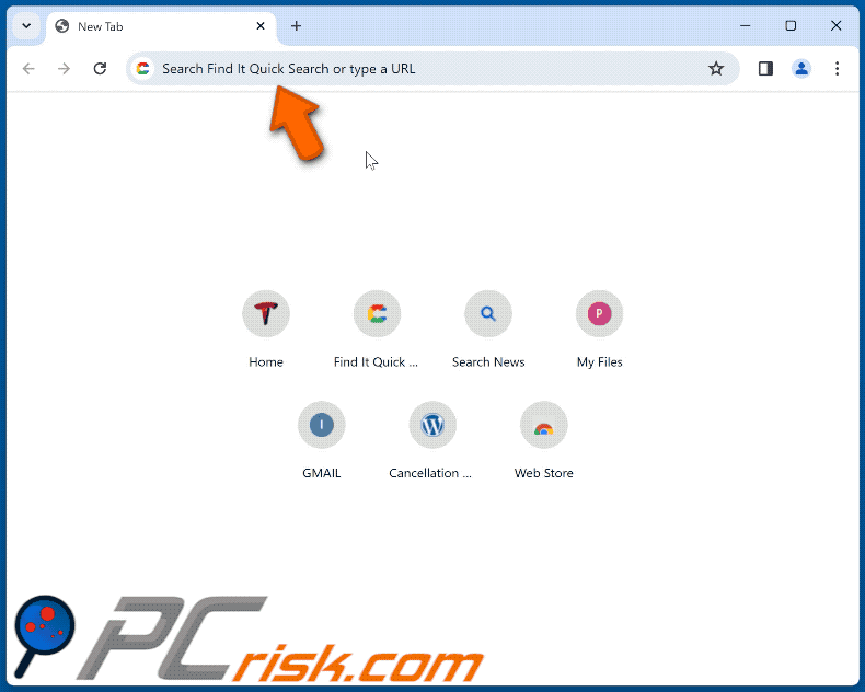Find It Quick Search Sequestrador de navegador que redirecciona para finditquicksearch.com (GIF)