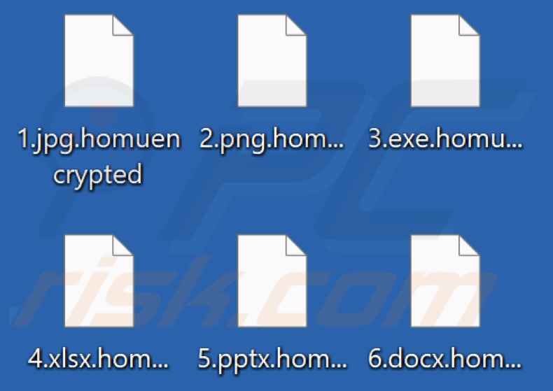 Ficheiros encriptados pelo ransomware HomuWitch (extensão .homuencrypted)