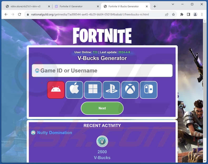 Fortnite V-Bucks Generator fraude