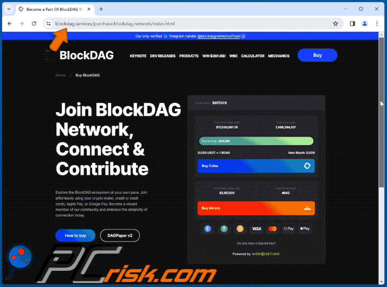 Aparência do esquema Join BlockDAG Network