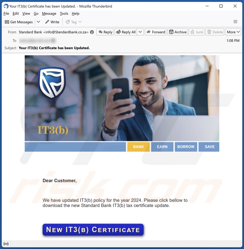 Standard Bank IT3(b) Policy campanha de spam por correio eletrónico