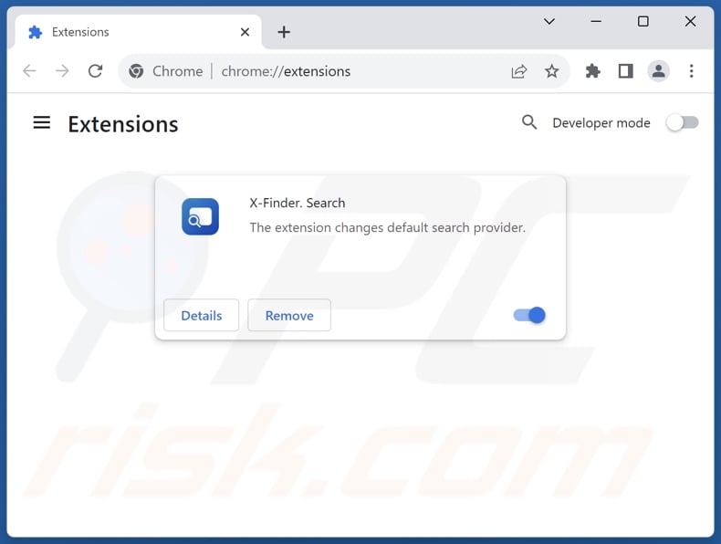 Remoção das extensões do Google Chrome relacionadas com o x-finder.pro