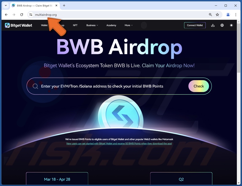 Bitget Wallet (BWB) Airdrop fraude