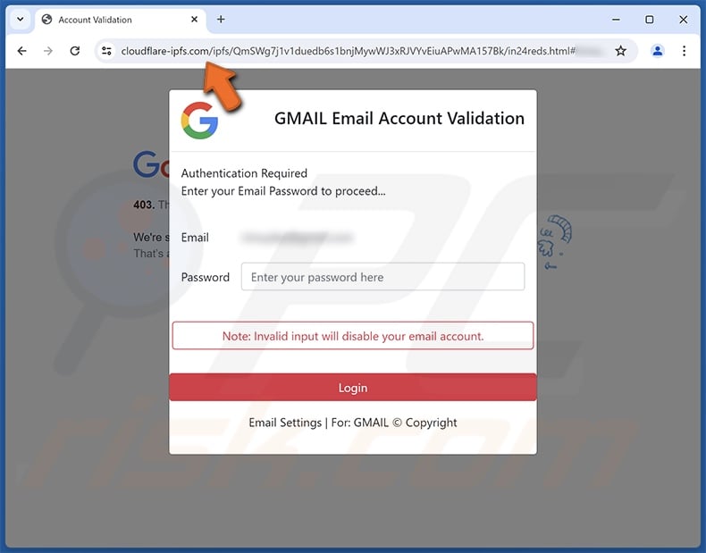 Email Sending Has Been Temporarily Suspended e-mail fraudulento promovido site de phishing