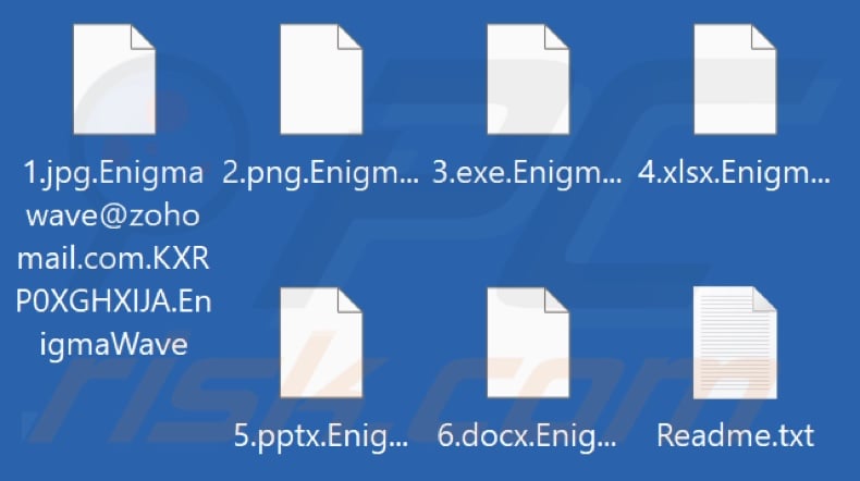 Ficheiros encriptados pelo ransomware EnigmaWave (extensão .EnigmaWave)