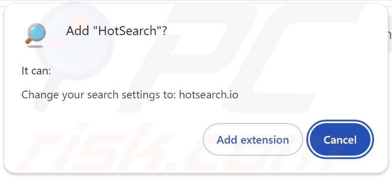 Sequestrador de navegador HotSearch pede permissões