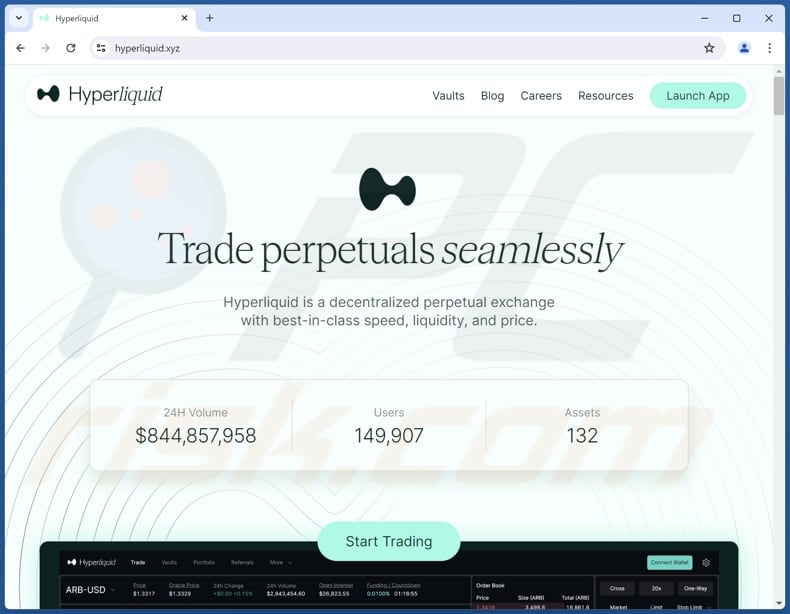 Hyperliquid hype airdrop fraude real page (hyperliquid.xyz)