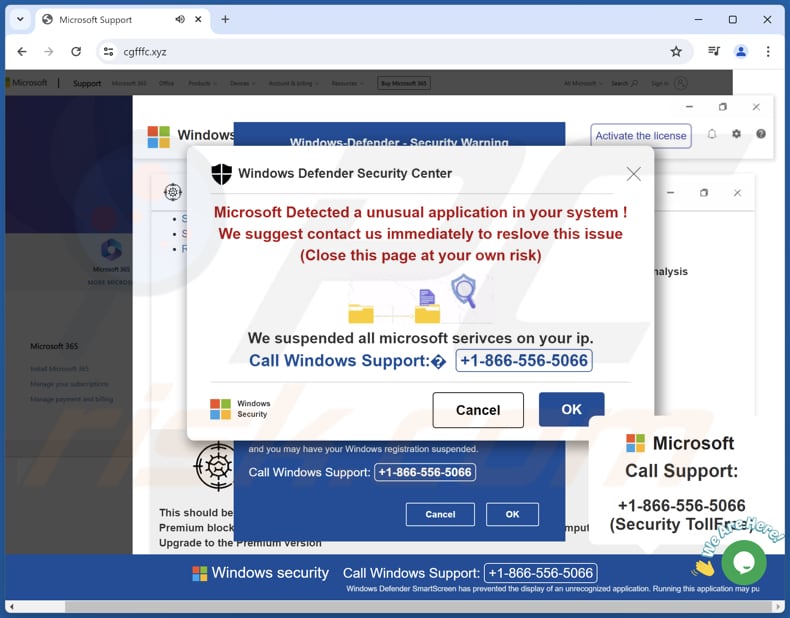 Microsoft Detected A Unusual Application In Your System fraude