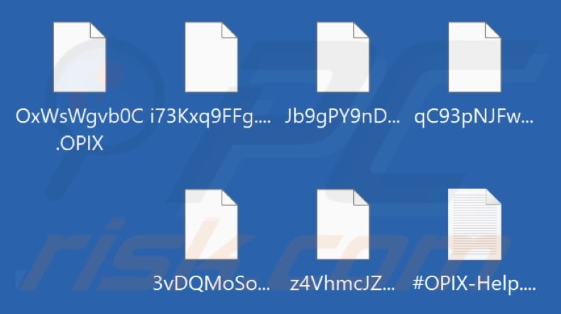 Ficheiros encriptados por OPIX ransomware (extensão .OPIX)