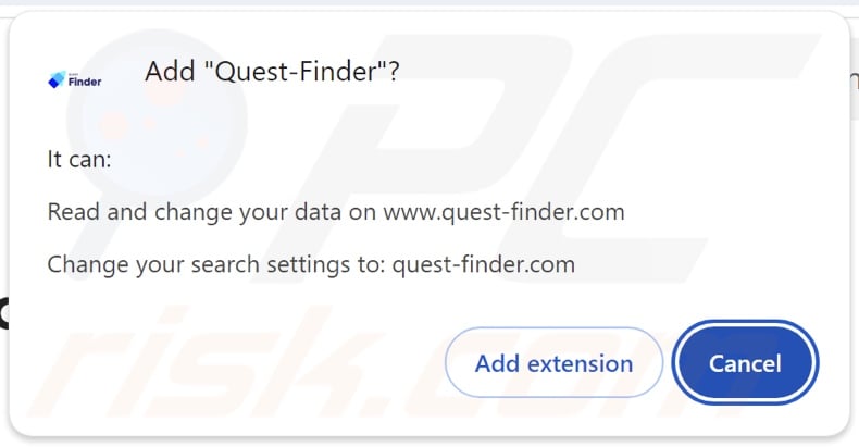 Sequestrador de navegador Quest-Finder pede permissões
