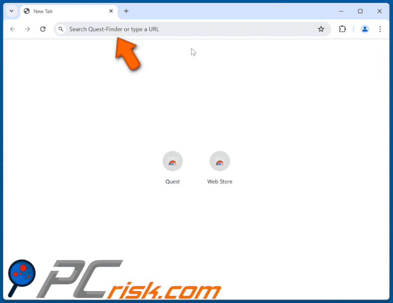 Sequestrador de navegador Quest-Finder que redirecciona para o Bing (GIF)