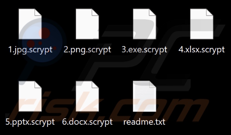 Ficheiros encriptados pelo ransomware Scrypt (extensão .scrypt)
