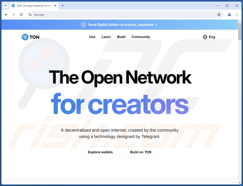 Toncoin (TON) airdrop site real de fraude (ton.org)